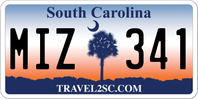 SC license plate MIZ341