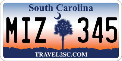 SC license plate MIZ345