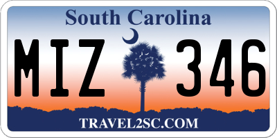 SC license plate MIZ346