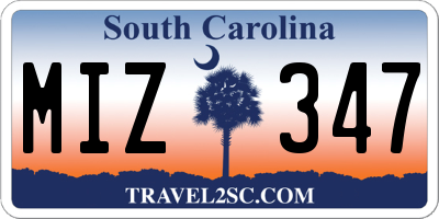 SC license plate MIZ347