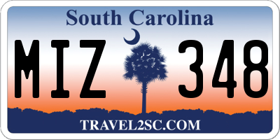 SC license plate MIZ348