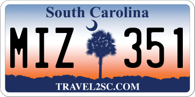SC license plate MIZ351