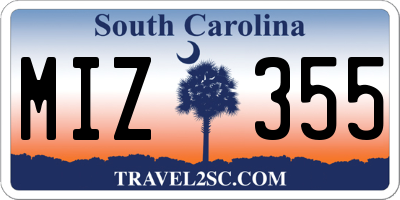 SC license plate MIZ355