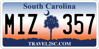 SC license plate MIZ357