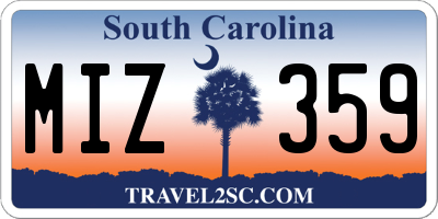 SC license plate MIZ359