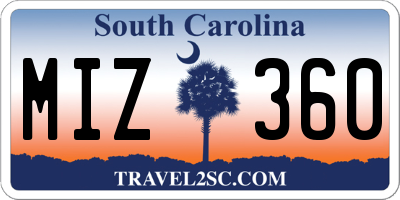 SC license plate MIZ360