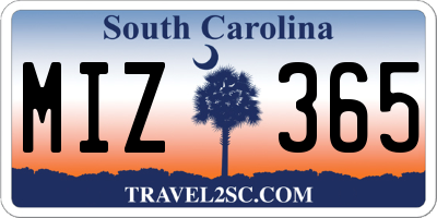 SC license plate MIZ365
