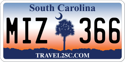 SC license plate MIZ366