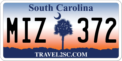 SC license plate MIZ372