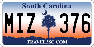 SC license plate MIZ376