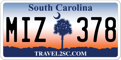 SC license plate MIZ378