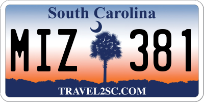 SC license plate MIZ381
