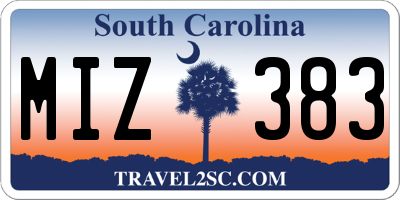 SC license plate MIZ383