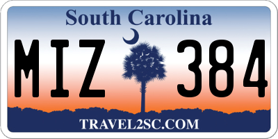 SC license plate MIZ384