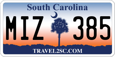 SC license plate MIZ385