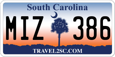 SC license plate MIZ386
