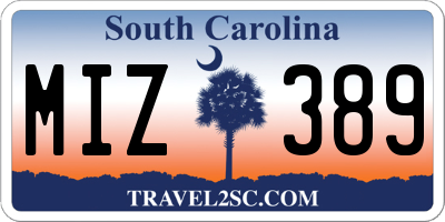 SC license plate MIZ389