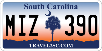SC license plate MIZ390