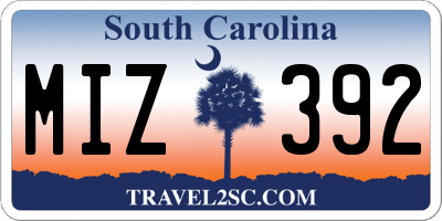 SC license plate MIZ392