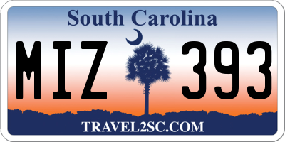 SC license plate MIZ393