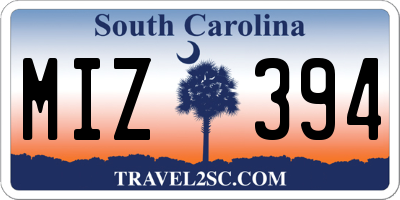 SC license plate MIZ394