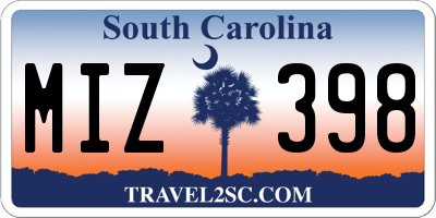 SC license plate MIZ398