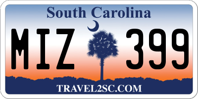 SC license plate MIZ399