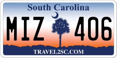 SC license plate MIZ406