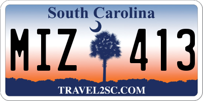 SC license plate MIZ413