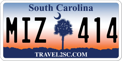 SC license plate MIZ414