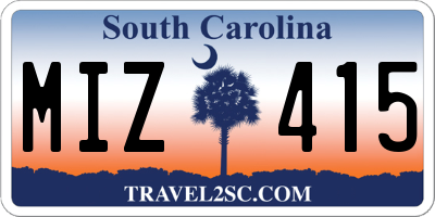 SC license plate MIZ415