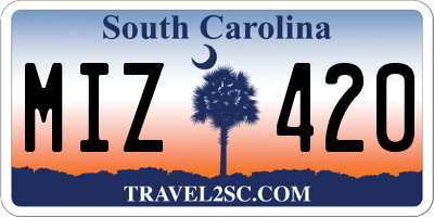 SC license plate MIZ420