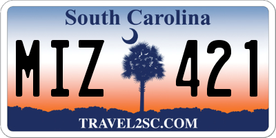 SC license plate MIZ421