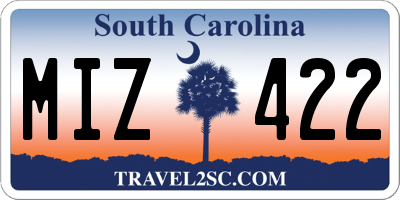 SC license plate MIZ422