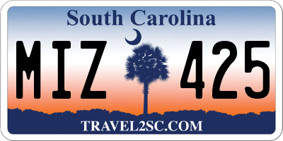 SC license plate MIZ425