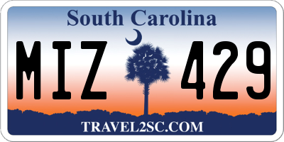 SC license plate MIZ429