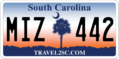 SC license plate MIZ442