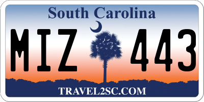 SC license plate MIZ443