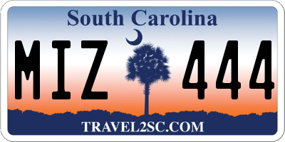 SC license plate MIZ444