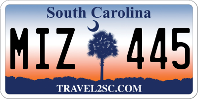 SC license plate MIZ445
