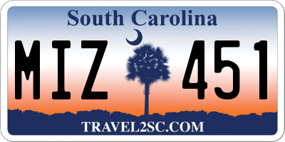 SC license plate MIZ451