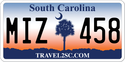 SC license plate MIZ458