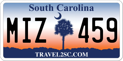 SC license plate MIZ459