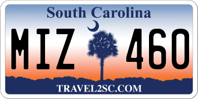 SC license plate MIZ460