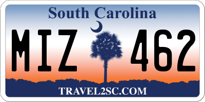SC license plate MIZ462
