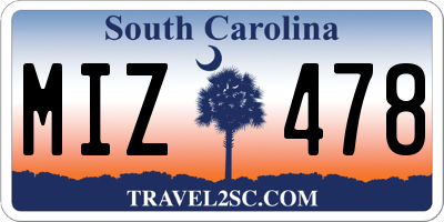 SC license plate MIZ478