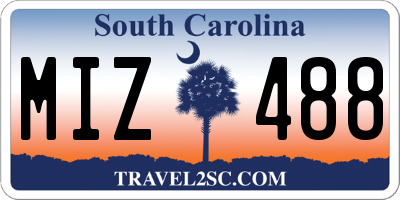 SC license plate MIZ488