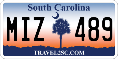 SC license plate MIZ489