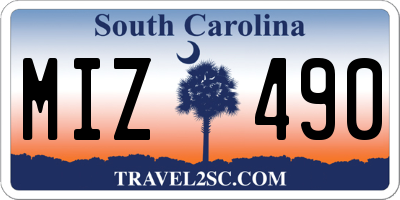 SC license plate MIZ490