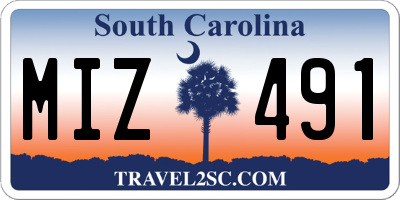 SC license plate MIZ491